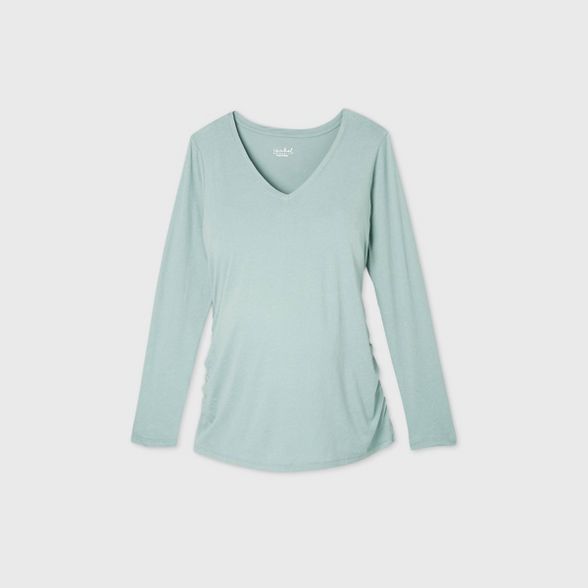 Maternity Long Sleeve V-Neck Side Shirred T-Shirt - Isabel Maternity by Ingrid & Isabel™ | Target