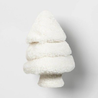 Faux Shearling Tree Shaped Throw Pillow Ivory - Christmas - Threshold™ | Target