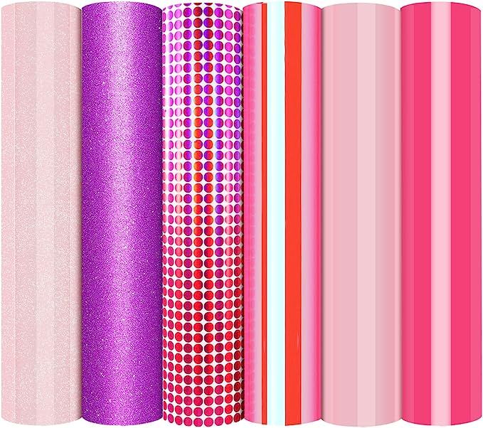 TECKWRAP Pink Holographic Chrome Adhesive Vinyl Sheets 12" x 12" 6 Sheets/Pack for Craft Cutters,... | Amazon (US)