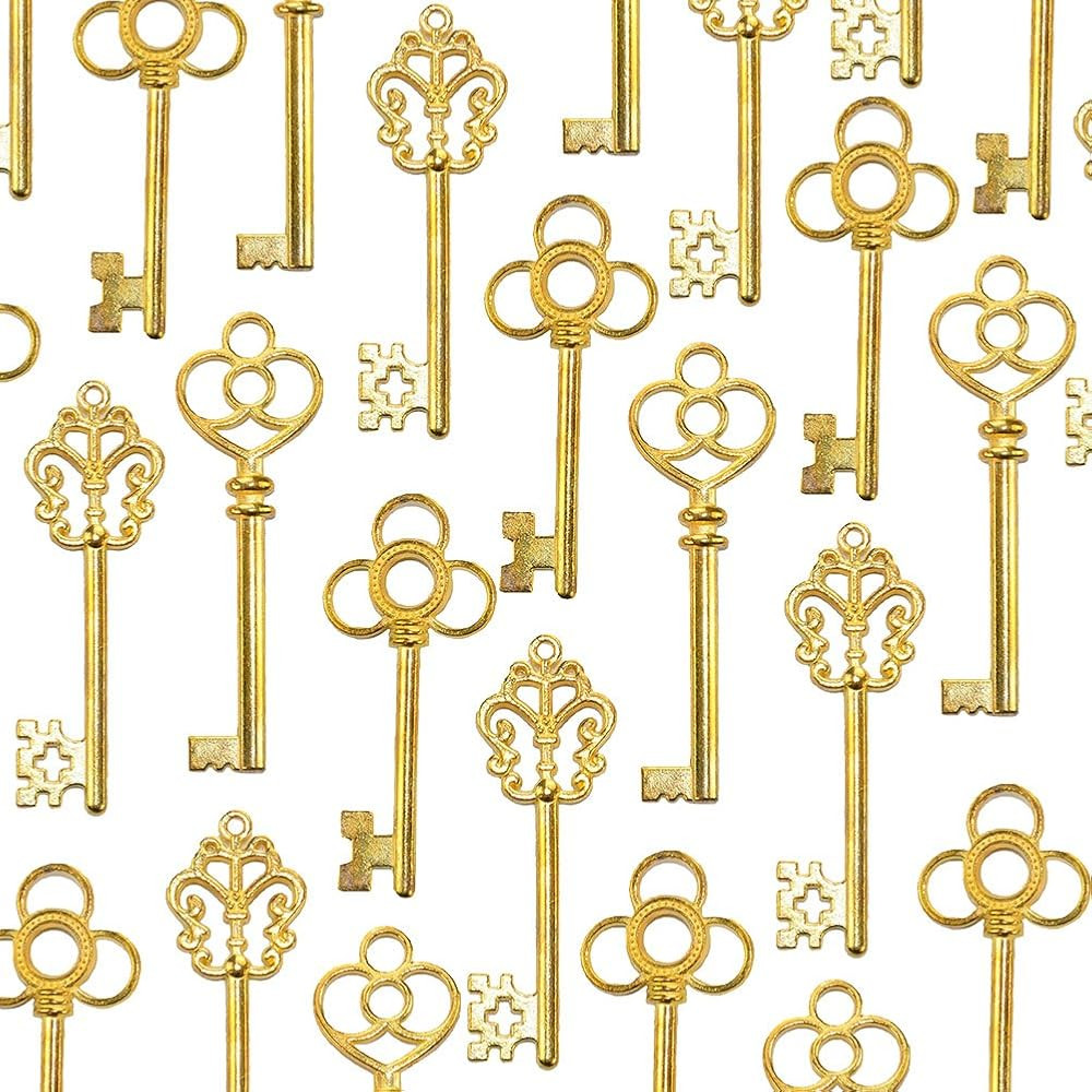Aokbean Mixed Set of 30 Large Skeleton Keys in Antique Bronze - Set of 30 Keys | Amazon (US)