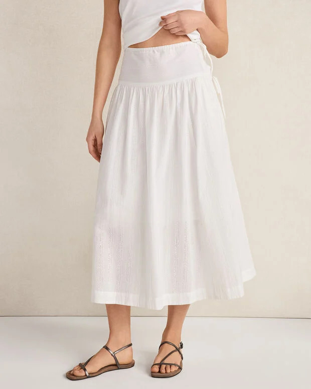 Organic Cotton Eyelet Drop Waist Skirt | Talbots