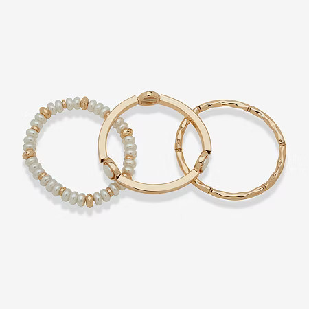 Worthington Gold Tone Womens 3-pc. White Bracelet Set, One Size, White | JCPenney