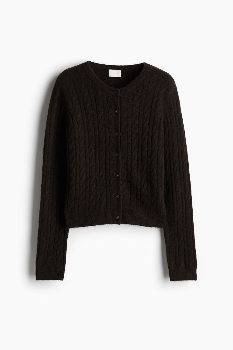 H & M - Cable-Knit Cardigan - Brown | H&M (US + CA)