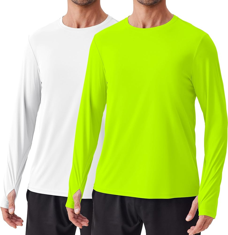 PINSPARK 2 Pack Men's Rash Guard Shirts with Thumb Holes Lightweight UPF 50+ Long Sleeve Sun Shir... | Amazon (US)