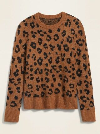 Cozy Leopard-Print Crew-Neck Sweater for Women | Old Navy (US)