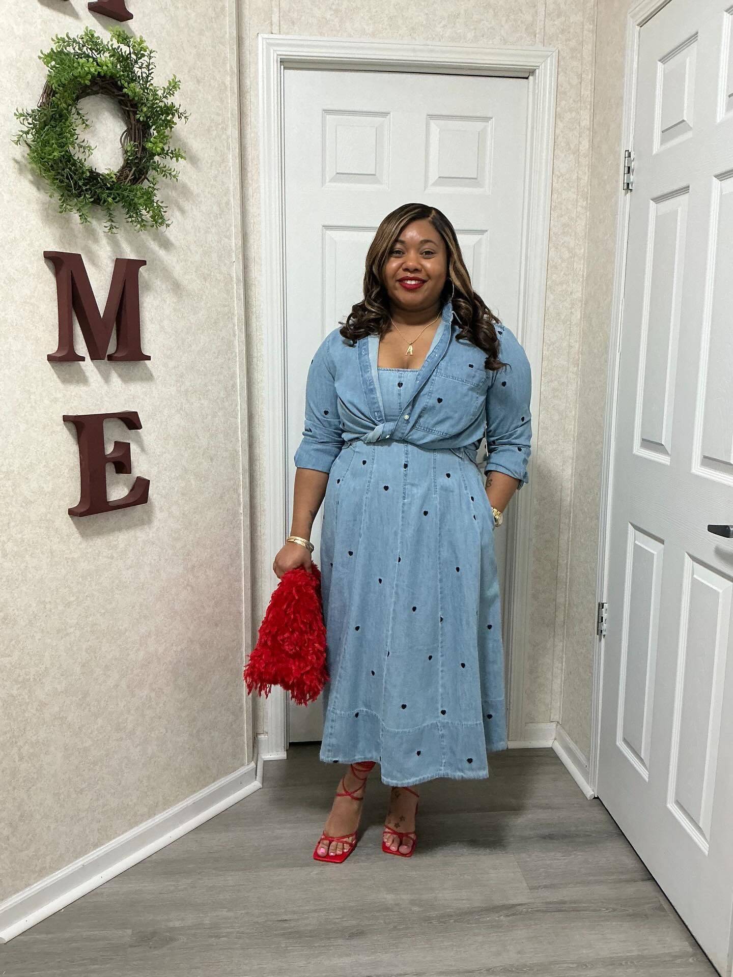 Love is in the air…and in my outfit ❤️💙 hair: @luvmehair @walmartfinds @walmartstyle @walmartcreator #valentines #outfitinspiration check the link on my Walmart storefront in my bio 🫶🏽