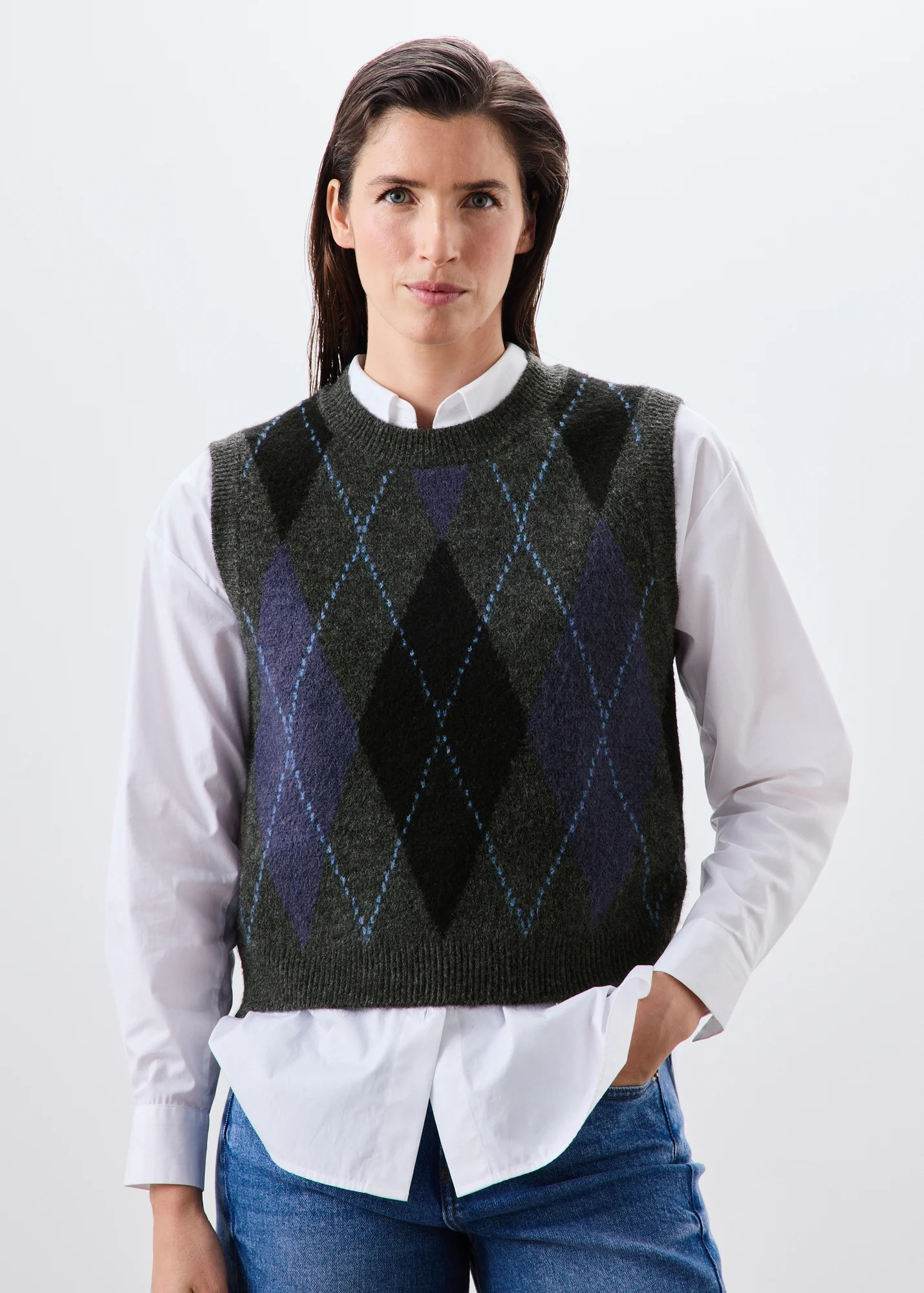 Blue Argyle Tank Knitwear Jumper | Matalan (UK)