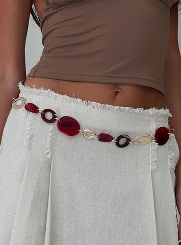 Felon Beaded Chain Belt Gold / Red | Princess Polly US