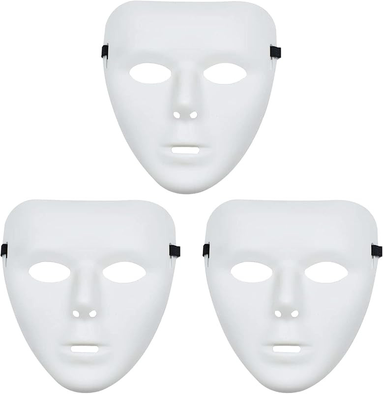3 Pcs Halloween Mask, White Blank Face Masks for Halloween, Full Face Plastic Plain Costume Party... | Amazon (US)
