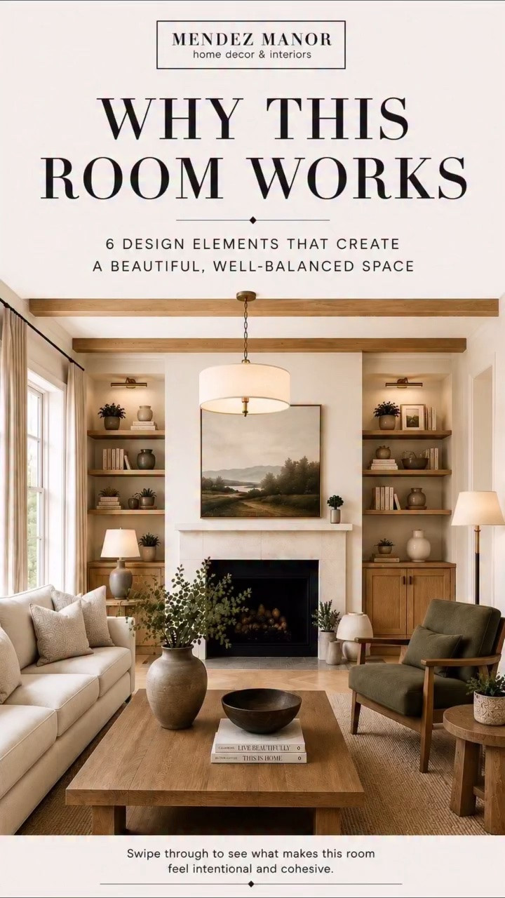 Have you ever walked into a room and felt like everything just works? The space feels comfortable, balanced, and inviting, even if you can’t immediately identify why. 

While every home is unique, there are a handful of interior design principles that consistently show up in beautiful, cohesive spaces. In this living room, six key design elements work together to create a room that feels intentional and well-designed.

#LTKstorytime #LTKHome #LTKvlog
