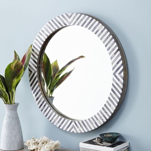 Parsons Round Mirror - Herringbone | West Elm (US)