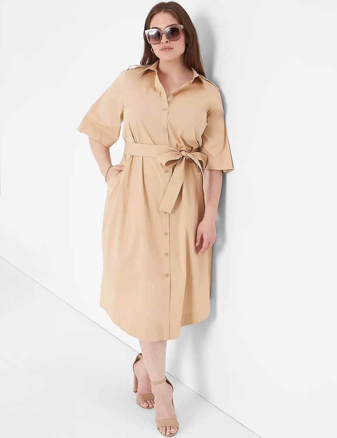 Perfect Sleeve Collared Belt Shirt Dress | LaneBryant | Lane Bryant (US)