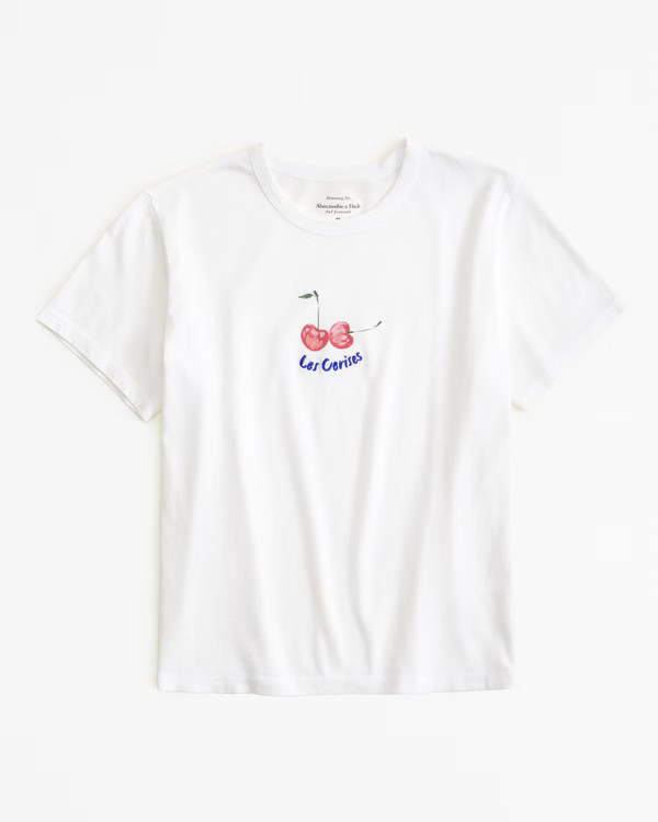 Short-Sleeve Cherry Graphic Skimming Tee | Abercrombie & Fitch (US)