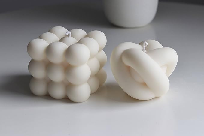 Bubble Candle and Knot Candle Set, Natural Premium Soy Wax, Beige, French Vanilla, Aesthetic Cand... | Amazon (US)