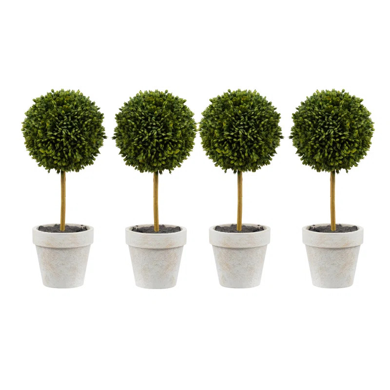 9.1'' Faux Boxwood Plant in Pot (Set of 4) | Wayfair North America