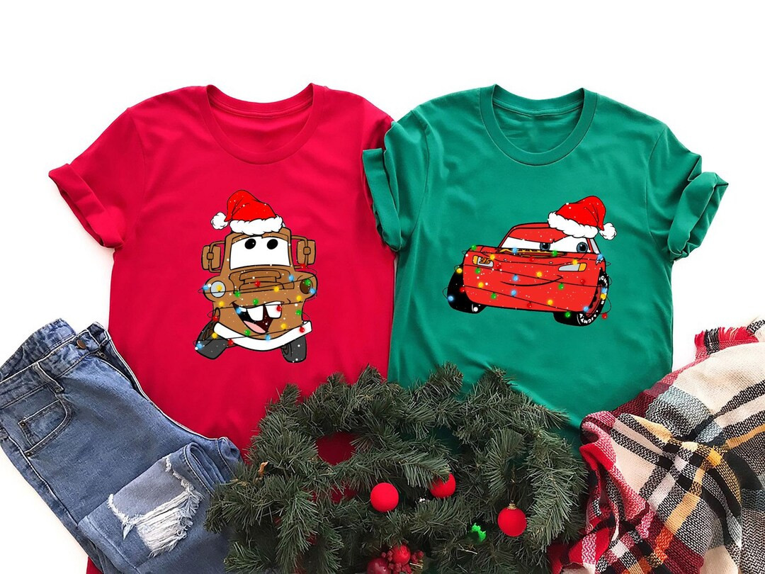 Disney Lightning Mcqueen Christmas Shirt, Tow Mater Christmas Shirt, Kids Disney Christmas Shirt,... | Etsy (US)