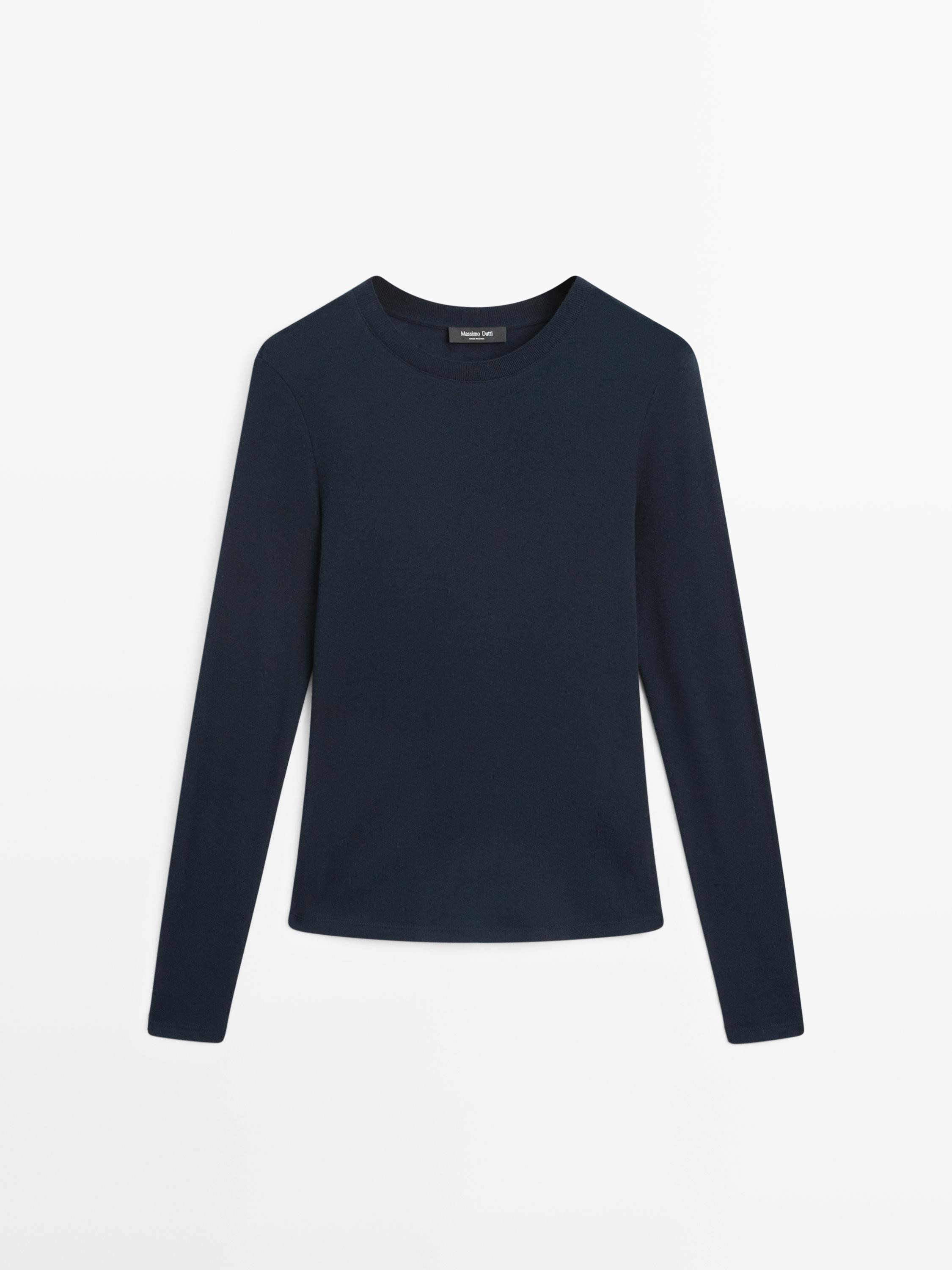 T-shirt à manches longues en coton mélangé | Massimo Dutti FR