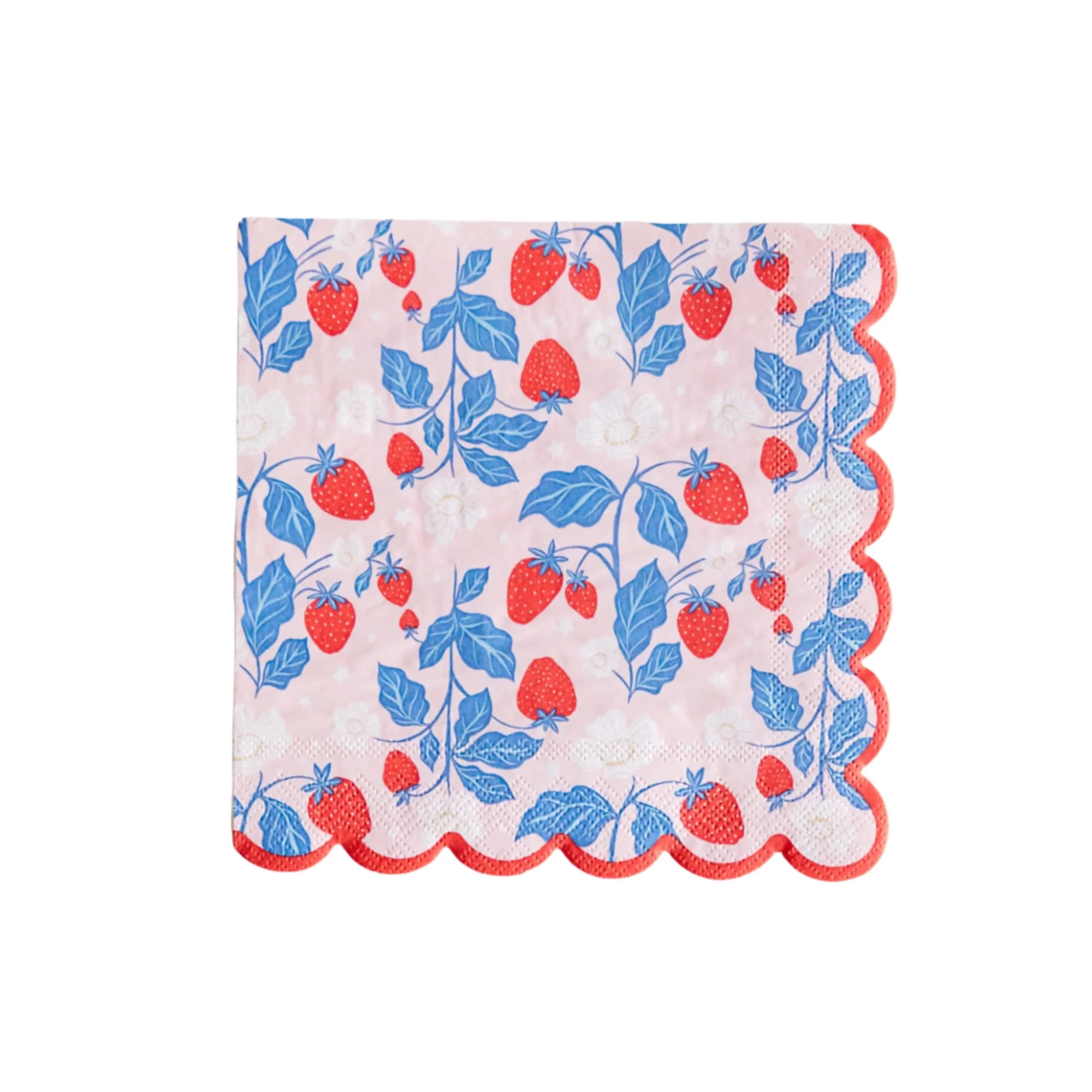 Bonjour Fête Scalloped Strawberry Large Paper Napkins, Disposable Party Supplies, 20 Count, Lunc... | Walmart (US)