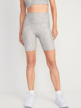 High-Waisted PowerSoft Side-Pocket Biker Shorts for Women -- 8-inch inseam | Old Navy (US)