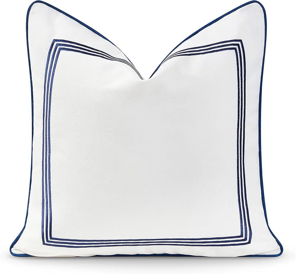 Hofdeco Premium Coastal Hampton Style Patio Indoor Outdoor Pillow Cover Only, 20"x20" Water Resis... | Amazon (US)