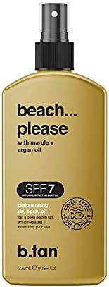 b.tan Beach Please Tanning Spray Oil SPF 7 - Ultra Deep Tanning Dry Spray Body Oil, Tan Intensifi... | Amazon (US)