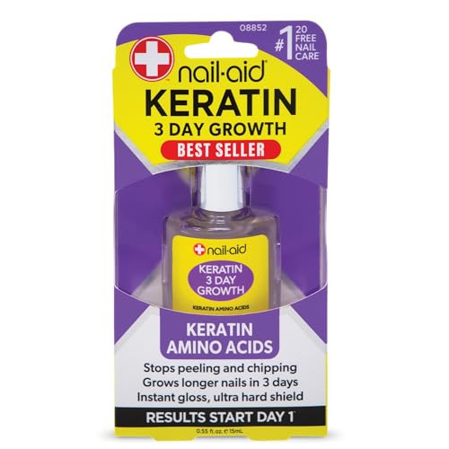 Nail-Aid Keratin 3 Day Growth Nail Treatment & Strengthener, Clear, 0.55 Fl Oz | Amazon (US)