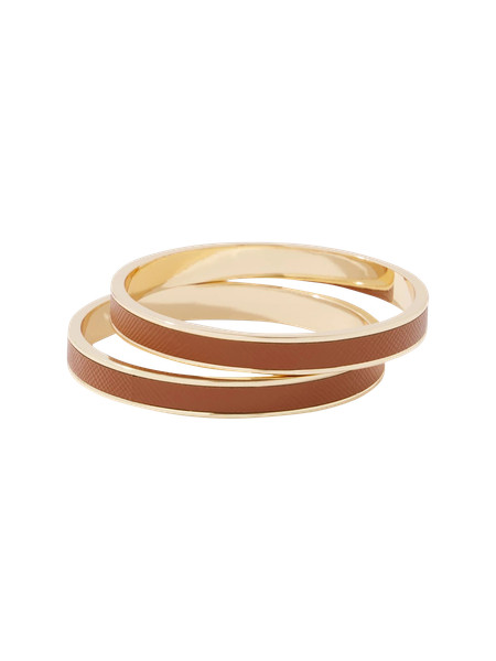 2-Pack Cognac Textured Leather Bangles | White House Black Market