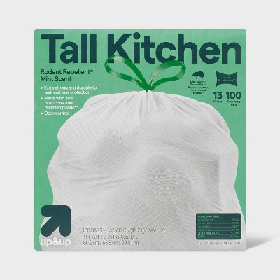 UltraStretch Rodent Repellent Tall Kitchen Drawstring Trash Bags - Mint Scent - 13gal/100ct - up&up™ | Target