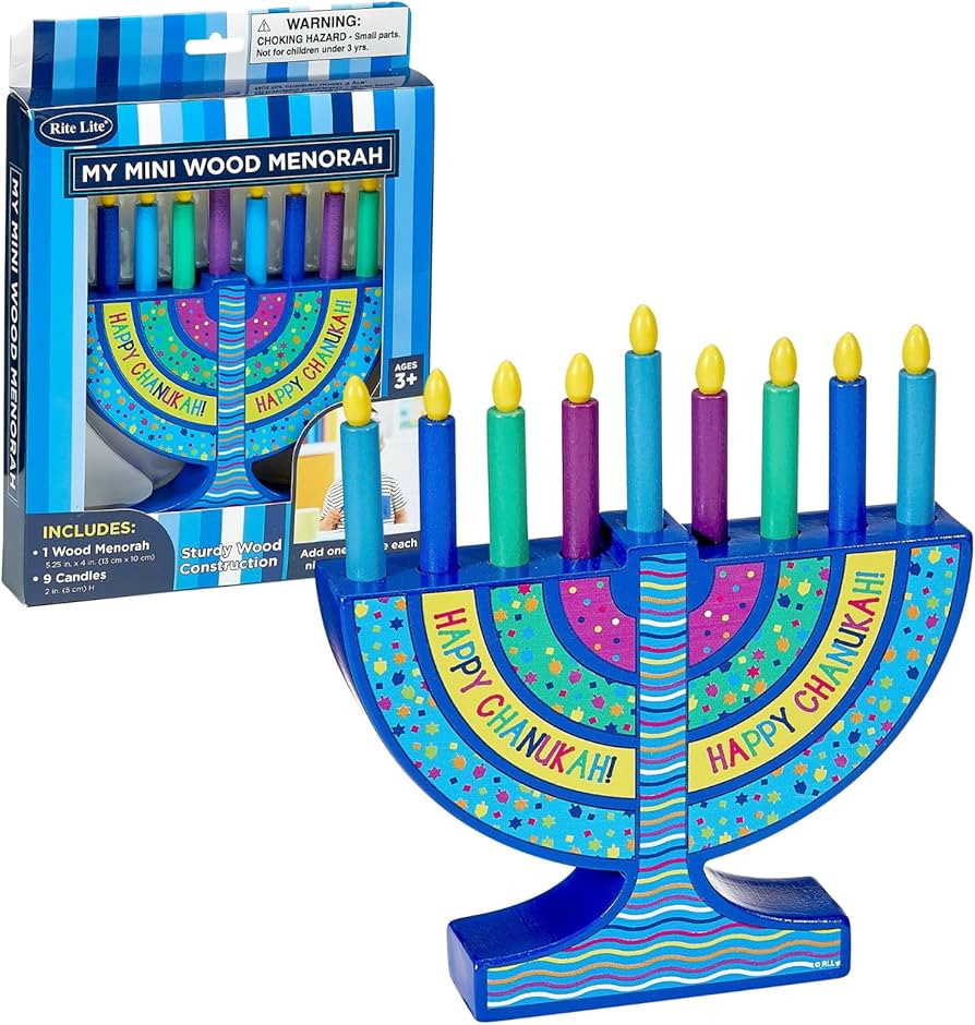 Rite Lite My Mini Wood Menorah with Removable Wood Candles - Colorful Chanukah Menorah for Kids H... | Amazon (US)