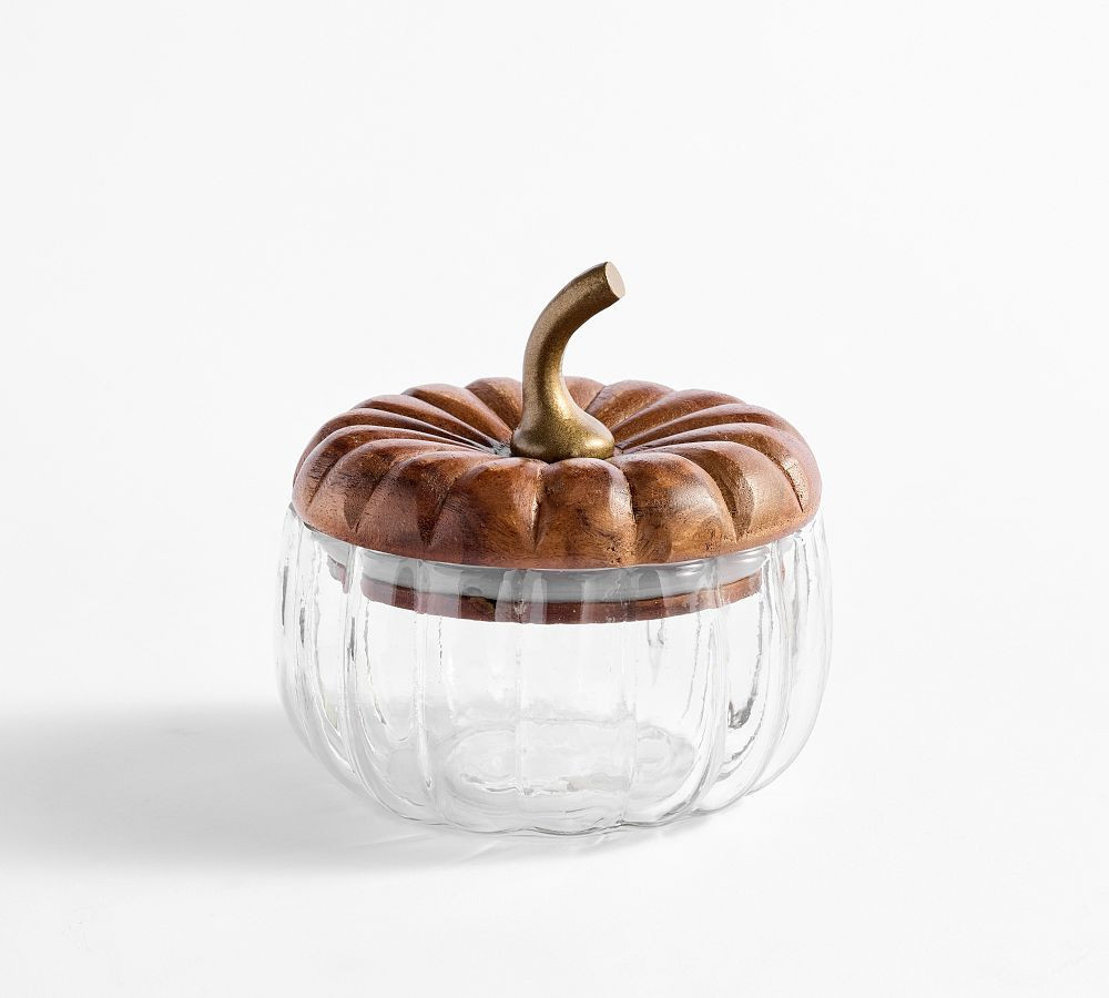 Glass Pumpkin Lidded Snack Bowl - Clear | Pottery Barn (US)