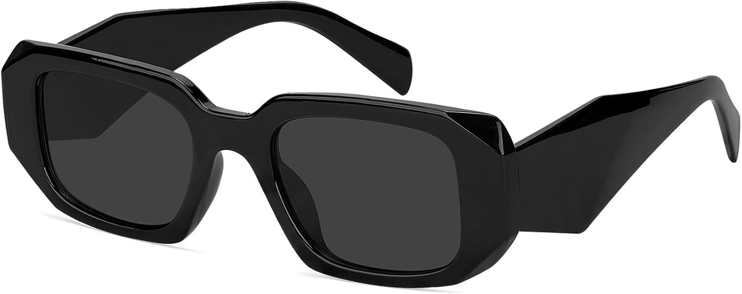 Trendy Rectangle Sunglasses for Women Men Square Retro Vintage Hexagon Glasses 90S Y2K Shades Aes... | Amazon (US)