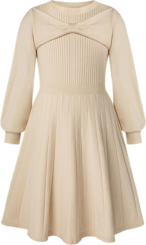 GRACE KARIN Girls Sweater Dress Bow Collar Pleated Skirt 6-14Y Back to School Outfit Knit Fall Wi... | Amazon (US)