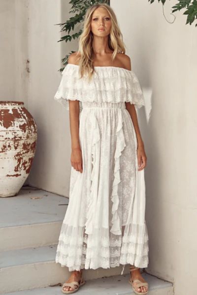 Snow White Off The Shoulder Maxi Dress | Salty Crush