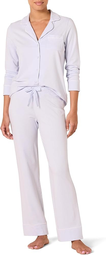 Amazon Essentials Women's Cotton Modal Long-Sleeve Shirt and Full-Length Bottom Pajama Set | Amazon (US)