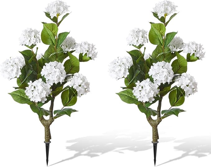 2 Pack 36″ Artificial Hydrangea Trees Real Touch Faux Hydrangea Bushes Plants with Stakes for W... | Amazon (US)