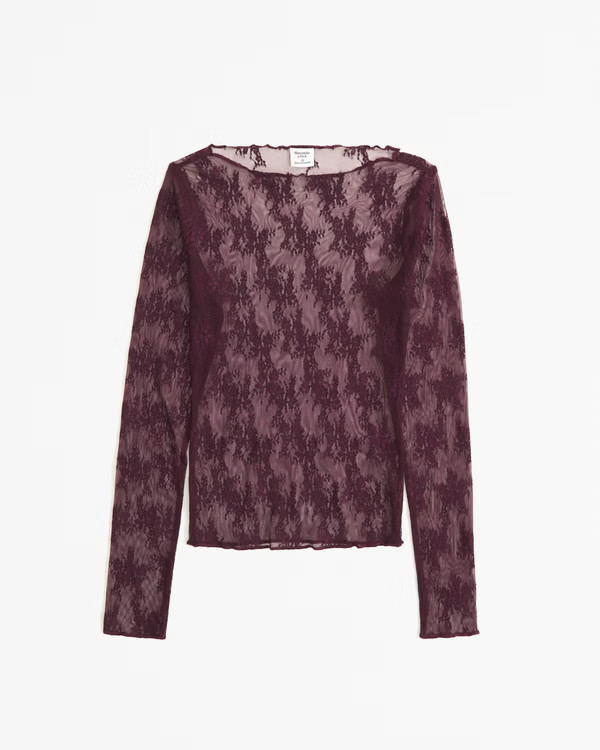 Long-Sleeve Lace Slash Top | Abercrombie & Fitch (US)