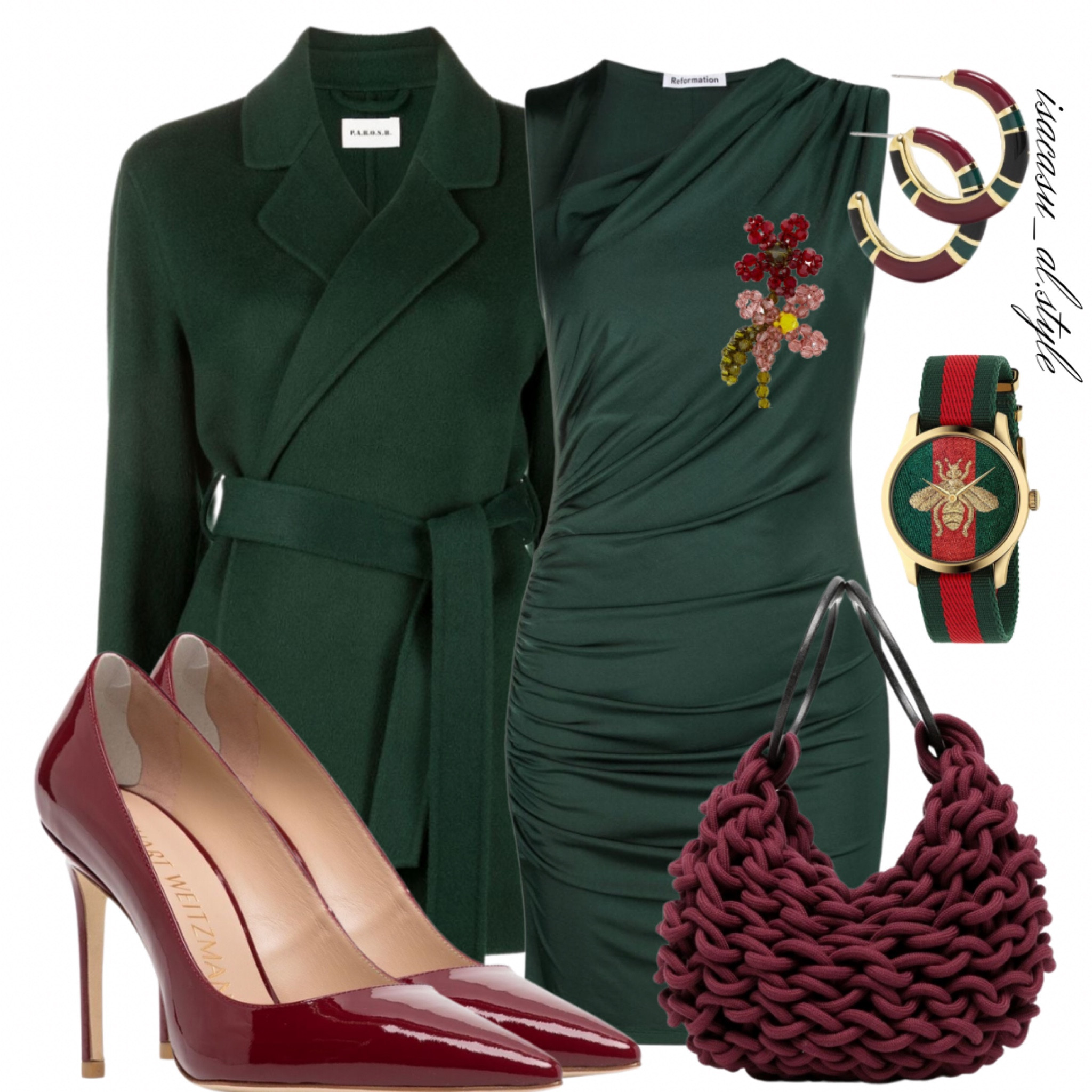 Dinner tonight?
Green dress,red heels, burgundy,farfetch 

#LTKeurope #LTKSeasonal #LTKstyletip