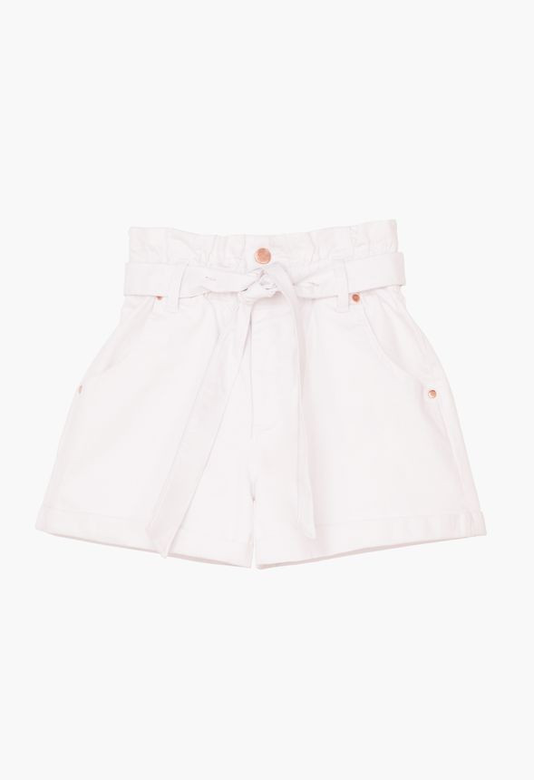 Harper High Waisted Paperbag Denim Shorts | JustFab