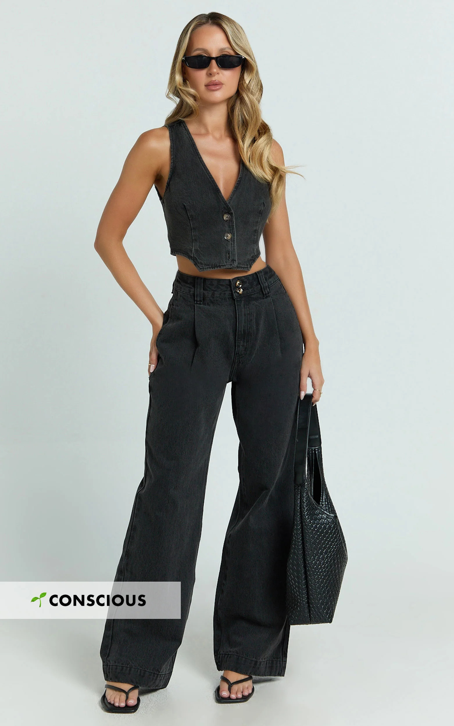 Fergie Jeans - Denim High Waisted Straight Leg Denim Jeans in Washed Black | Showpo (US, UK & Europe)