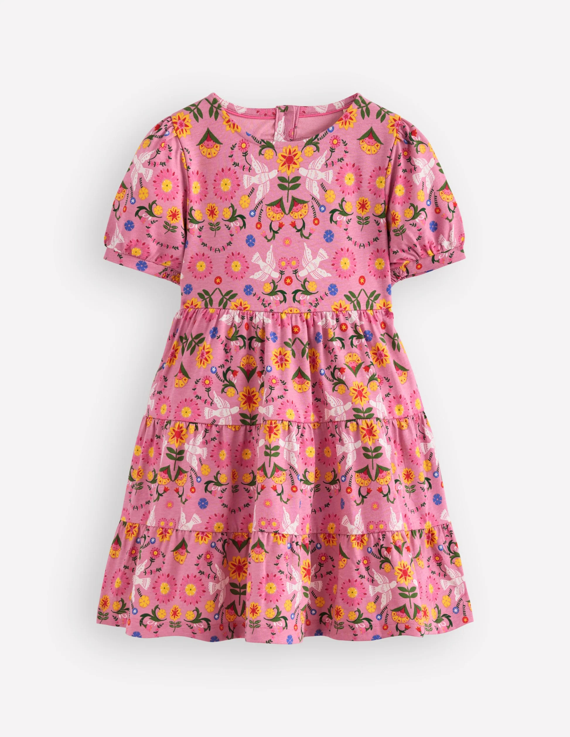 Heart Back Jersey Dress-Formica Pink Bird Floral | Boden (US)