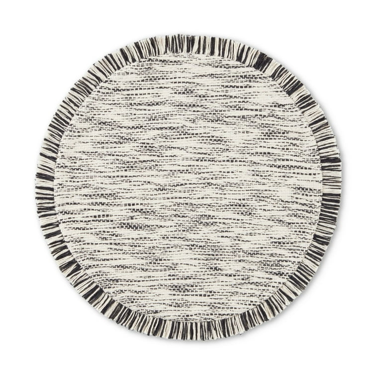 Mainstays Stripe Fringe Fabric Placemat, Black, 17" Round, 1 Piece - Walmart.com | Walmart (US)