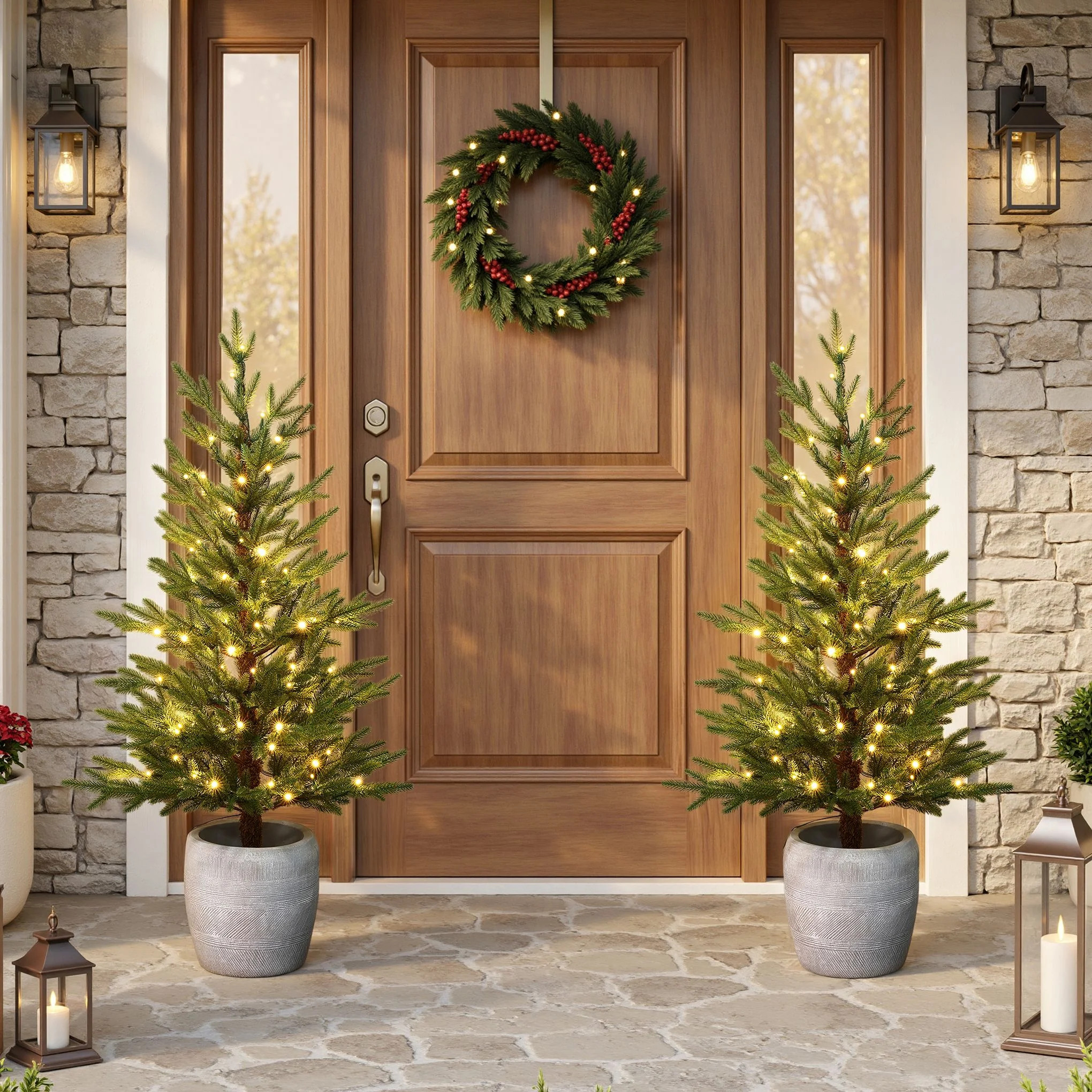 The Holiday Aisle® 4 Ft Pre-Lit Artificial Christmas Tree with Textured MgO Pot | Wayfair | Wayfair North America