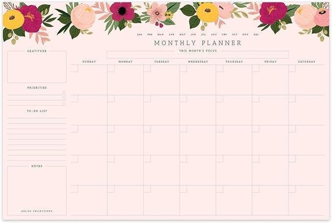 Bliss Collections Monthly Planning Pad, To Do List Notebook - Undated Tear-Off Sheets Notepad - W... | Amazon (US)