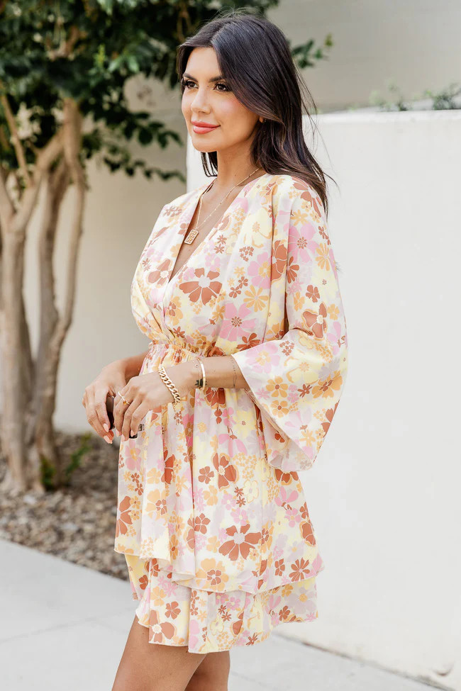 See You Soon Retro Floral Printed Mini Dress | Pink Lily