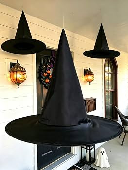 12 Pcs Halloween Decorations 15" Floating Witch Hats Wiches Hanging Decor | Amazon (US)