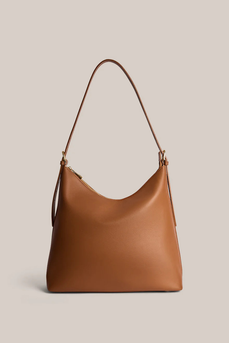 Harper Large Tan Soft Italian Leather Hobo Slouchy Bucket Bag | VESTIRSI
