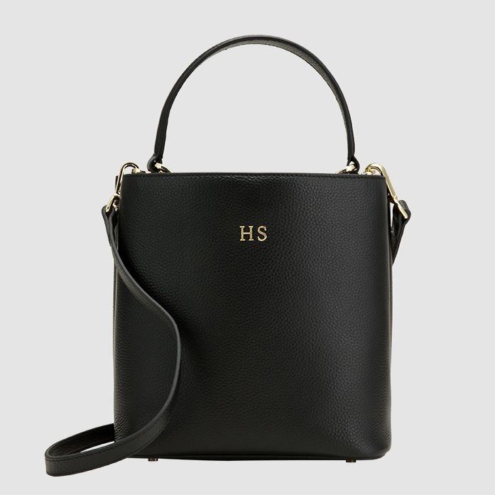 Black Pebbled Double Bucket Bag | The Daily Edited