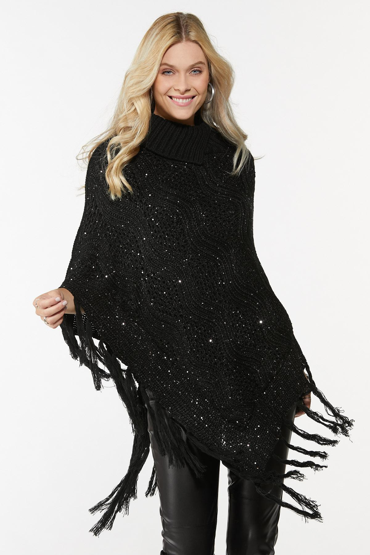 Sparkle Sweater Poncho | Cato Fashions