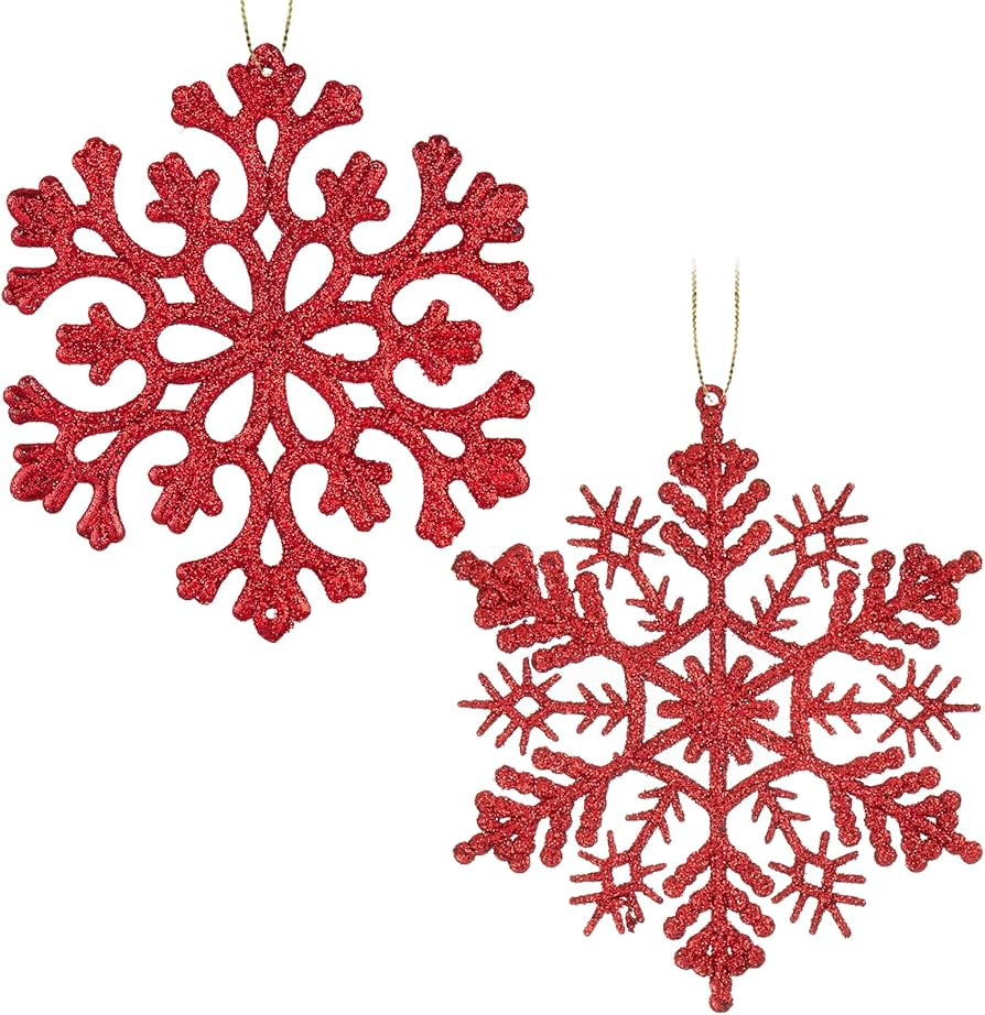 30PCS Christmas Glitter Snowflake Ornaments Plastic Snowflakes Ornaments-Xmas Tree Decorations,4.... | Amazon (US)
