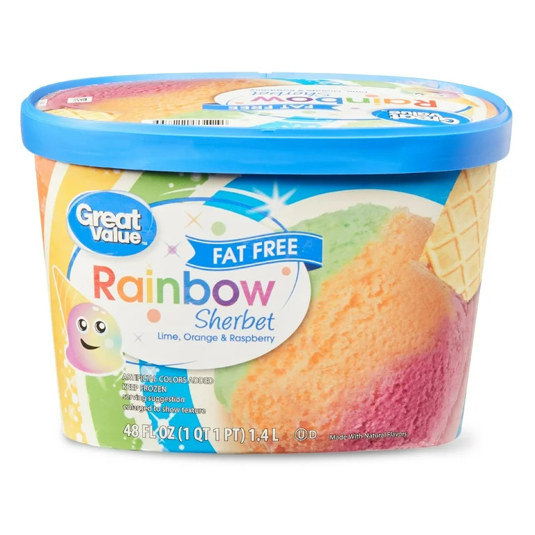 Great Value Fat Free Rainbow Sherbet, 48 fl oz | Walmart (US)